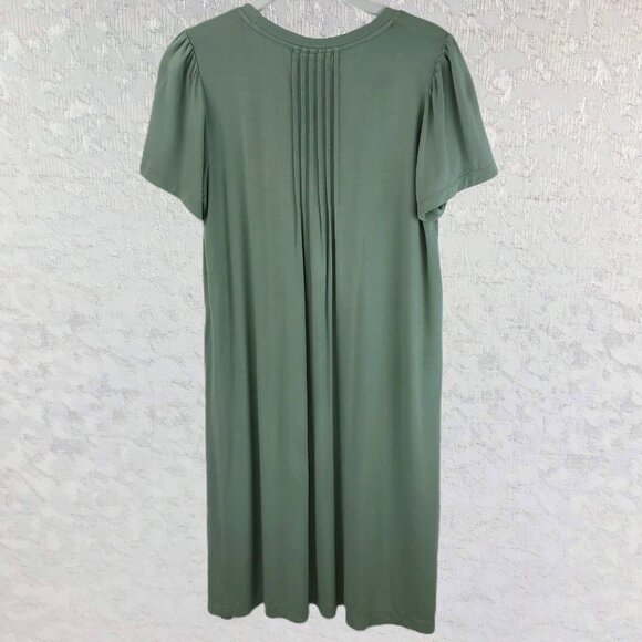 DownEast Sea Green Pintuck Short Sleeve Midi Dress Rayon/Spandex Size XS - Picture 2 of 10